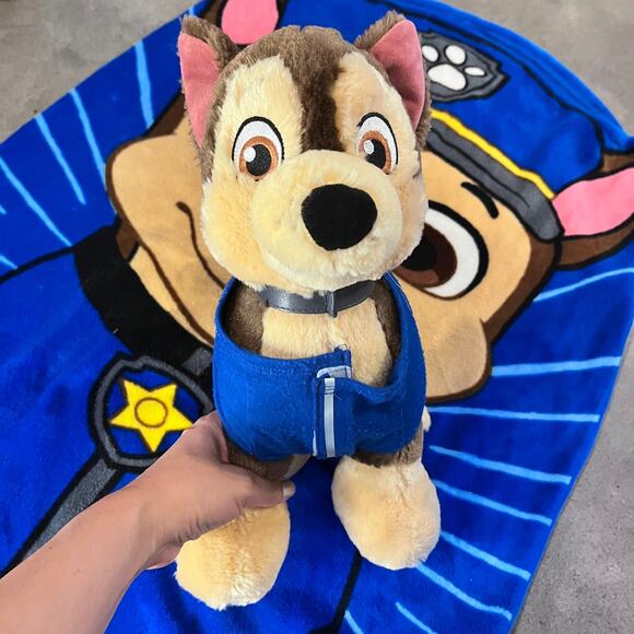 Build a bear Paw Patrol Chase stuffed dog blue toddler blanket sleep sack bundle - Picture 6 of 7